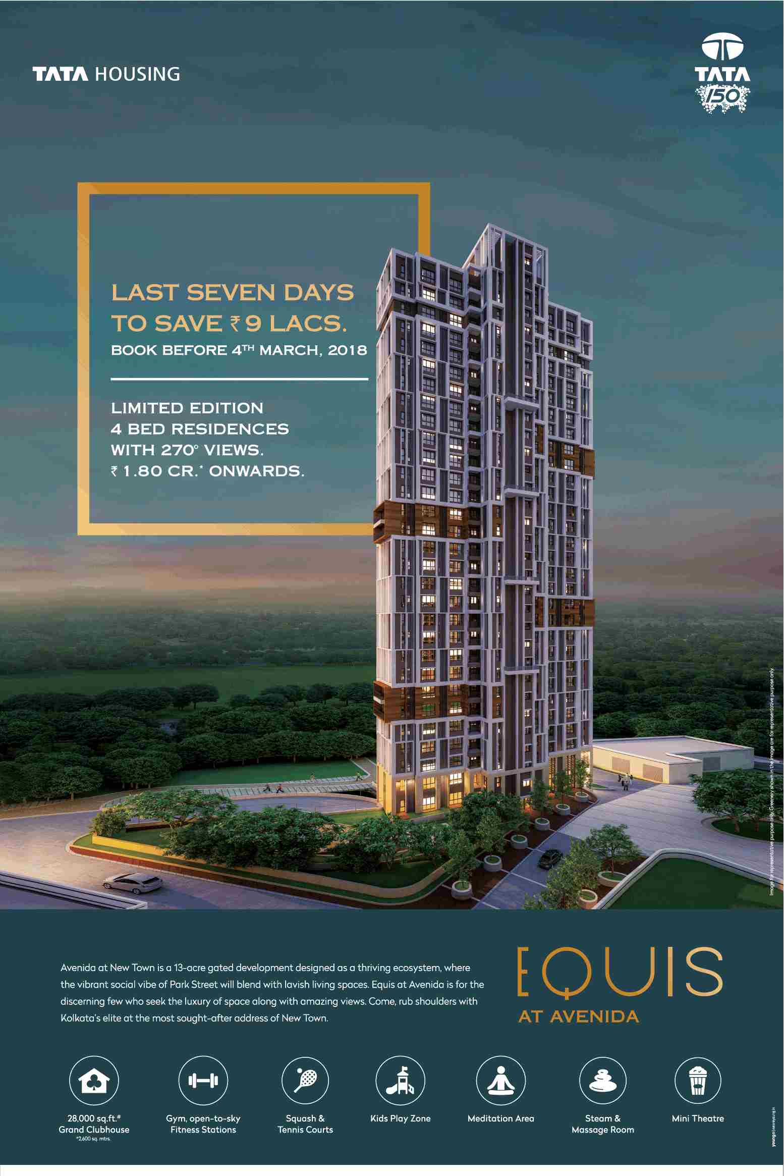 Equis at Tata Avenida for discerning few who seek luxury of space along with amazing views in Kolkata Update